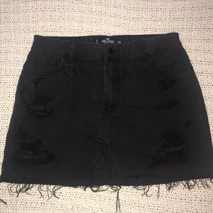Hollister Black Wash High Rise Denim Skirt